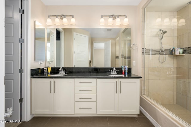 3247 E Creosote Ln, Gilbert, AZ 85298 - full bath with tile patterned flooring, tiled shower, and double vanity