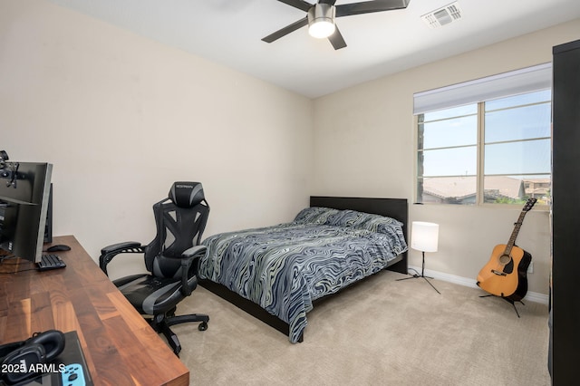 3247 E Creosote Ln, Gilbert, AZ 85298 - carpeted bedroom featuring baseboards, a desk, and a ceiling fan