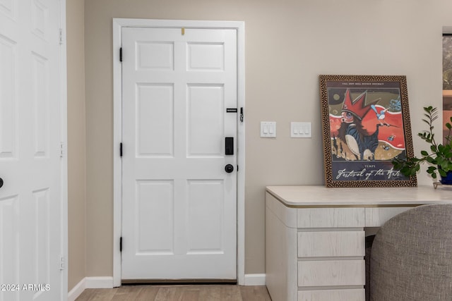 interior space with light hardwood / wood-style floors