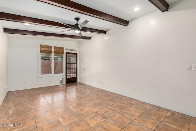 4414 E Hubbell St Unit 66, Phoenix, AZ 85008 - spare room with ceiling fan, beam ceiling, and recessed lighting
