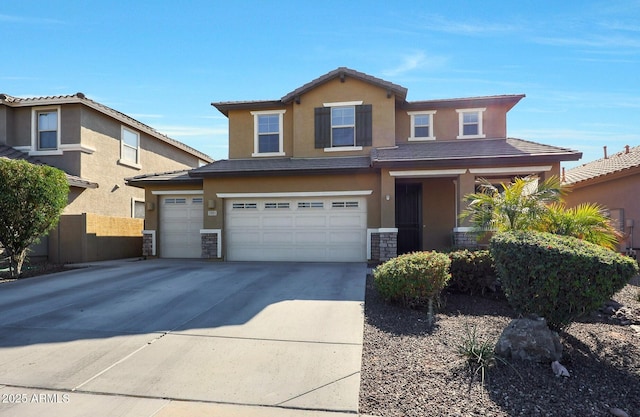 view of front of house with a garage