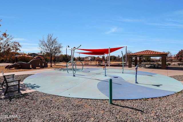 view of community with a gazebo and a playground