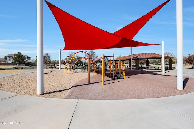 view of jungle gym with a gazebo