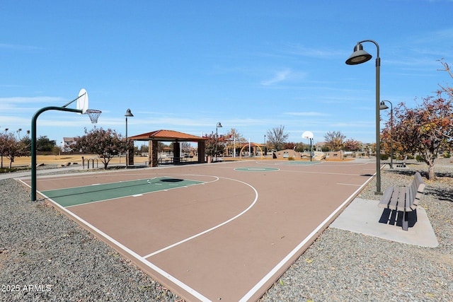 view of sport court featuring a gazebo