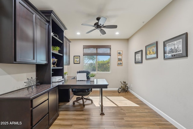 30342 N 130th Dr, Peoria, AZ 85383 - office featuring baseboards, wood finished floors, ceiling fan, and recessed lighting