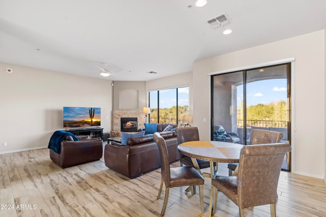 dining area featuring light hardwood / wood-style flooring