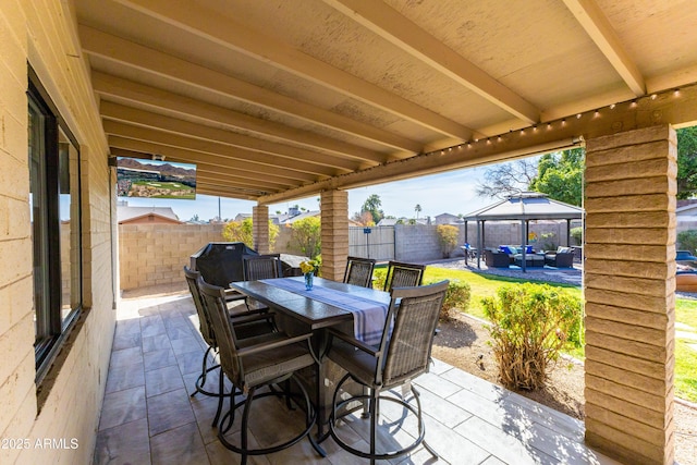 view of patio featuring a gazebo