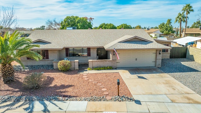 single story home featuring a garage