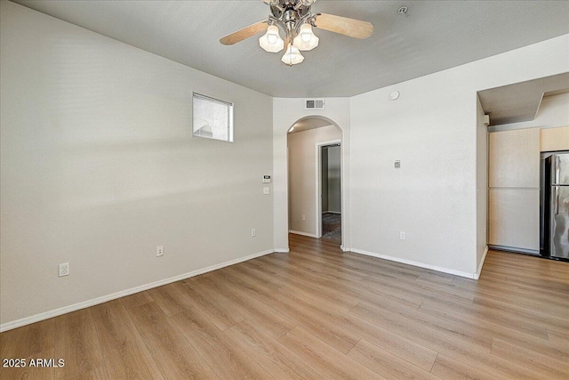 29606 N Tatum Blvd N Unit 265, Cave Creek, AZ 85331 - unfurnished room featuring arched walkways, ceiling fan, and light wood-type flooring