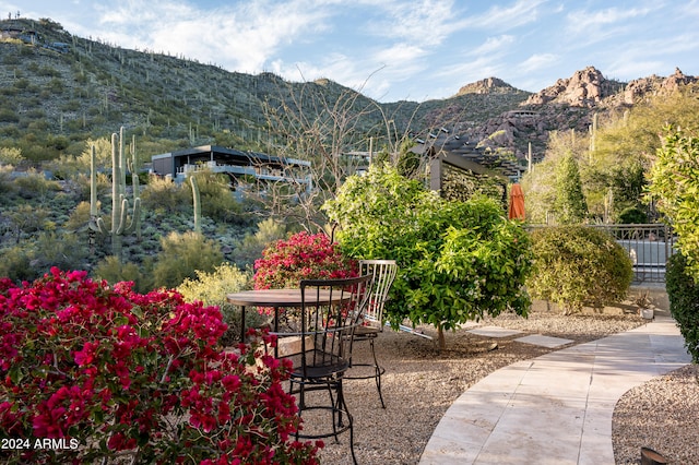 exterior space with a mountain view