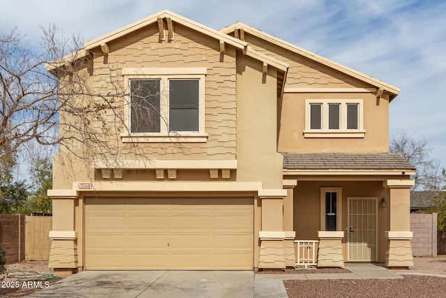 view of front of property featuring a garage