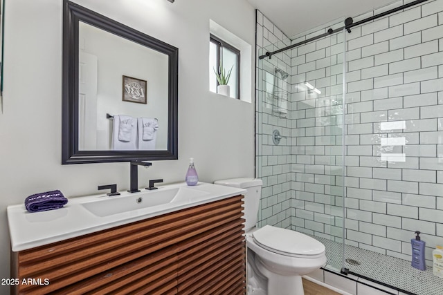 2033 E Janice Way, Phoenix, AZ 85022 - bathroom with toilet, a shower stall, and vanity