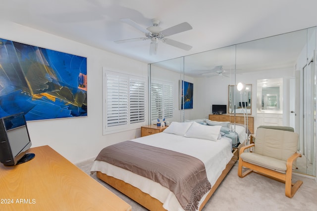 bedroom with carpet and ceiling fan