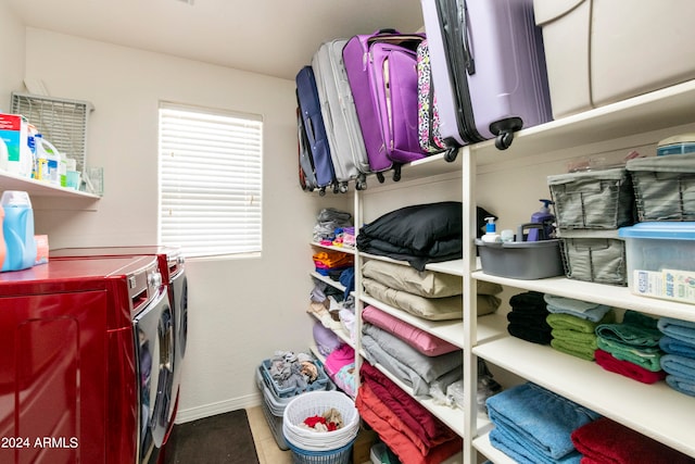 interior space with separate washer and dryer