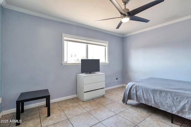2823 W Banff Ln, Phoenix, AZ 85053 - bedroom featuring crown molding, light tile patterned floors, and ceiling fan
