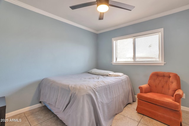 2823 W Banff Ln, Phoenix, AZ 85053 - bedroom with light tile patterned floors, ornamental molding, and ceiling fan