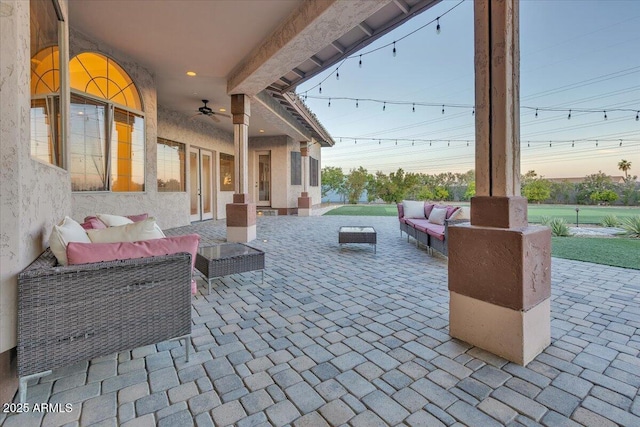 9183 W Shamel Ash Rd, Peoria, AZ 85383 - view of patio / terrace featuring outdoor lounge area and ceiling fan