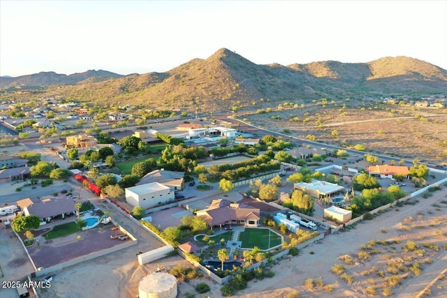 9183 W Shamel Ash Rd, Peoria, AZ 85383 - aerial view of property and surrounding area with a mountain backdrop and nearby suburban area