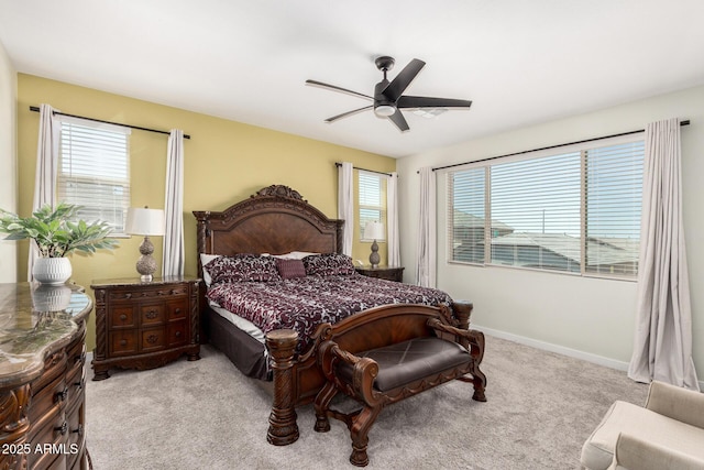 2250 E Palmdale Ln, Gilbert, AZ 85298 - bedroom featuring light carpet, ceiling fan, and baseboards