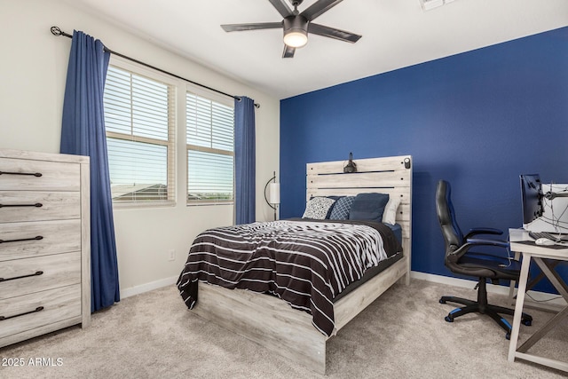 2250 E Palmdale Ln, Gilbert, AZ 85298 - carpeted bedroom with baseboards, ceiling fan, and a desk