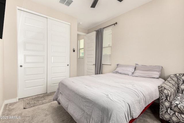 2250 E Palmdale Ln, Gilbert, AZ 85298 - carpeted bedroom with a closet, ceiling fan, and baseboards