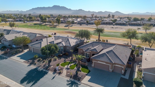 bird's eye view with a mountain view