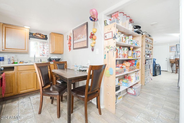 dining space with sink