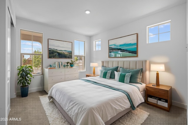 bedroom with baseboards and carpet flooring