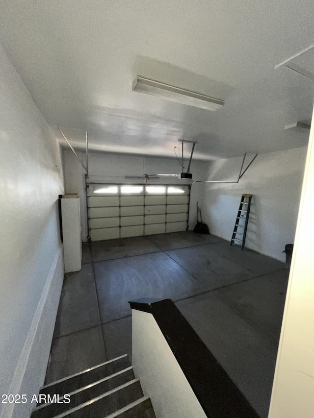 garage with a garage door opener