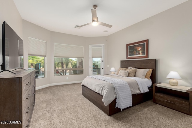 16201 S 29th Ave, Phoenix, AZ 85045 - bedroom with visible vents, baseboards, ceiling fan, and light carpet