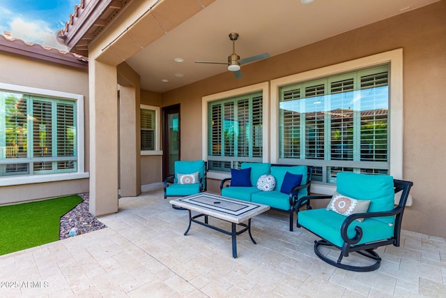 16201 S 29th Ave, Phoenix, AZ 85045 - view of patio featuring an outdoor hangout area and ceiling fan