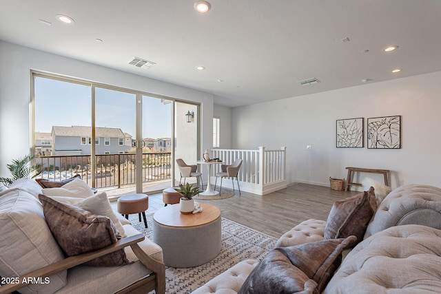 living room featuring light hardwood / wood-style flooring