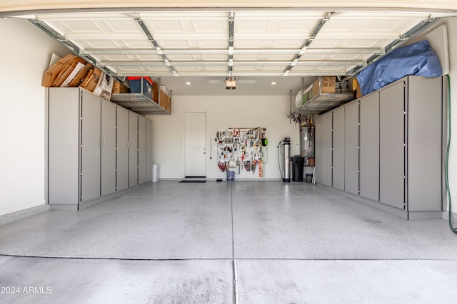 garage with a garage door opener