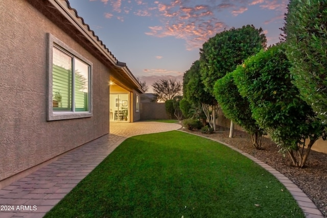 view of yard at dusk