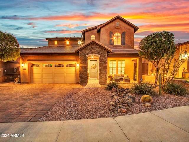 view of front facade with a garage