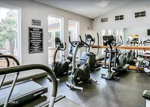 9451 E Becker Ln Unit 1051, Scottsdale, AZ 85260 - workout area featuring vaulted ceiling