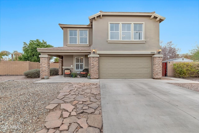 view of front property featuring a garage