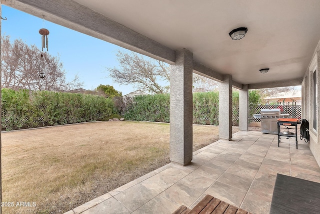 view of patio with area for grilling