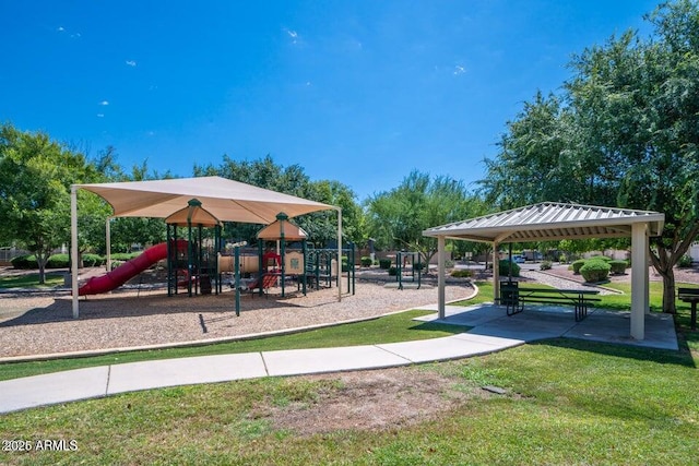 view of play area with a lawn