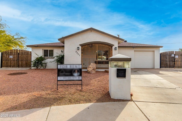 single story home with a garage