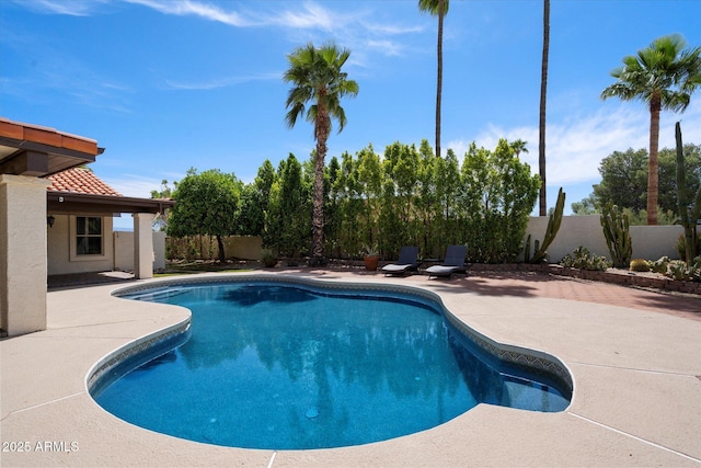 16804 E Monterey Dr, Fountain Hills, AZ 85268 - view of swimming pool with a patio, a fenced backyard, and a fenced in pool