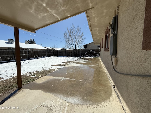 exterior space featuring a fenced backyard