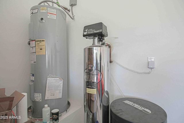 utility room with electric water heater