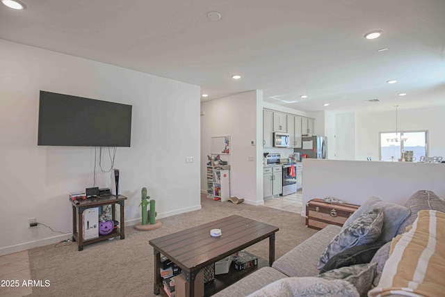 view of tiled living room