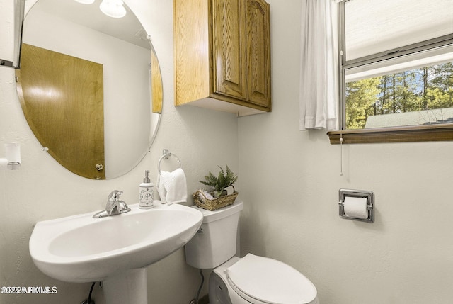 half bath featuring toilet and a sink