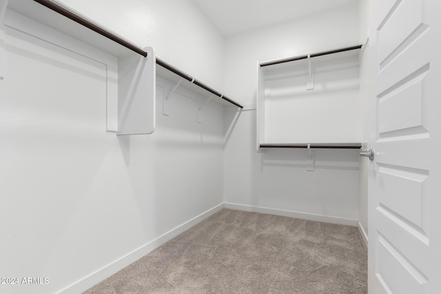 spacious closet with light colored carpet