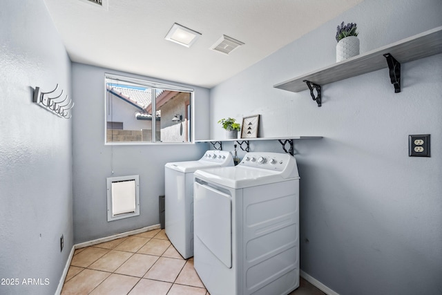 1638 N Avoca, Mesa, AZ 85207 - laundry room with separate washer and dryer, light tile patterned floors, and baseboards