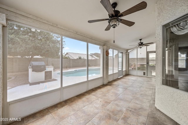 1638 N Avoca, Mesa, AZ 85207 - unfurnished sunroom with plenty of natural light and a ceiling fan