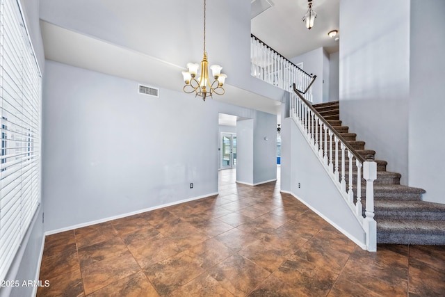 1638 N Avoca, Mesa, AZ 85207 - foyer featuring a chandelier, stairs, and baseboards