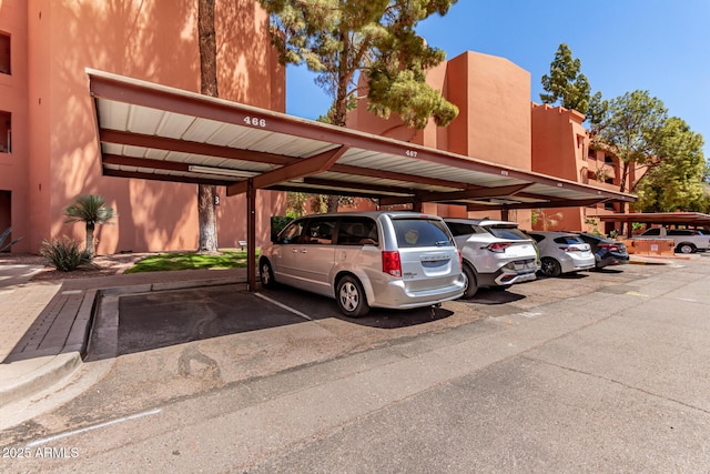 view of covered parking lot